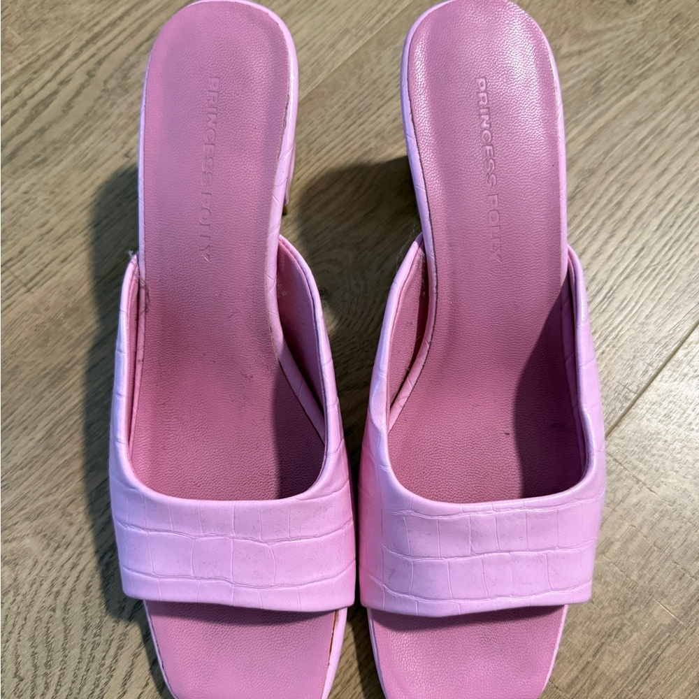 Princess Polly Pink Square Toe Heels